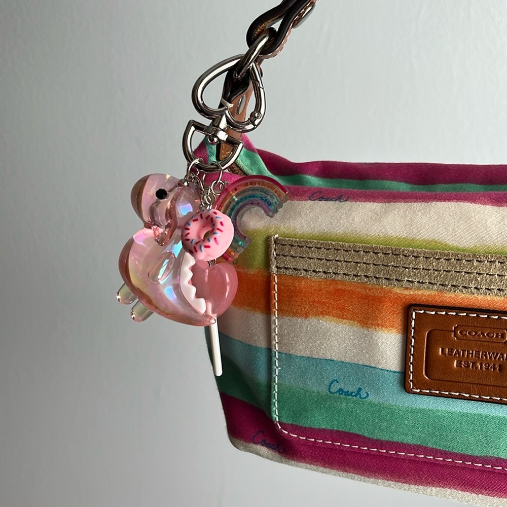 2/$20π Iridescent Pink Dinosaur Keychain with Pink Candy Charms - Picture 2 of 3